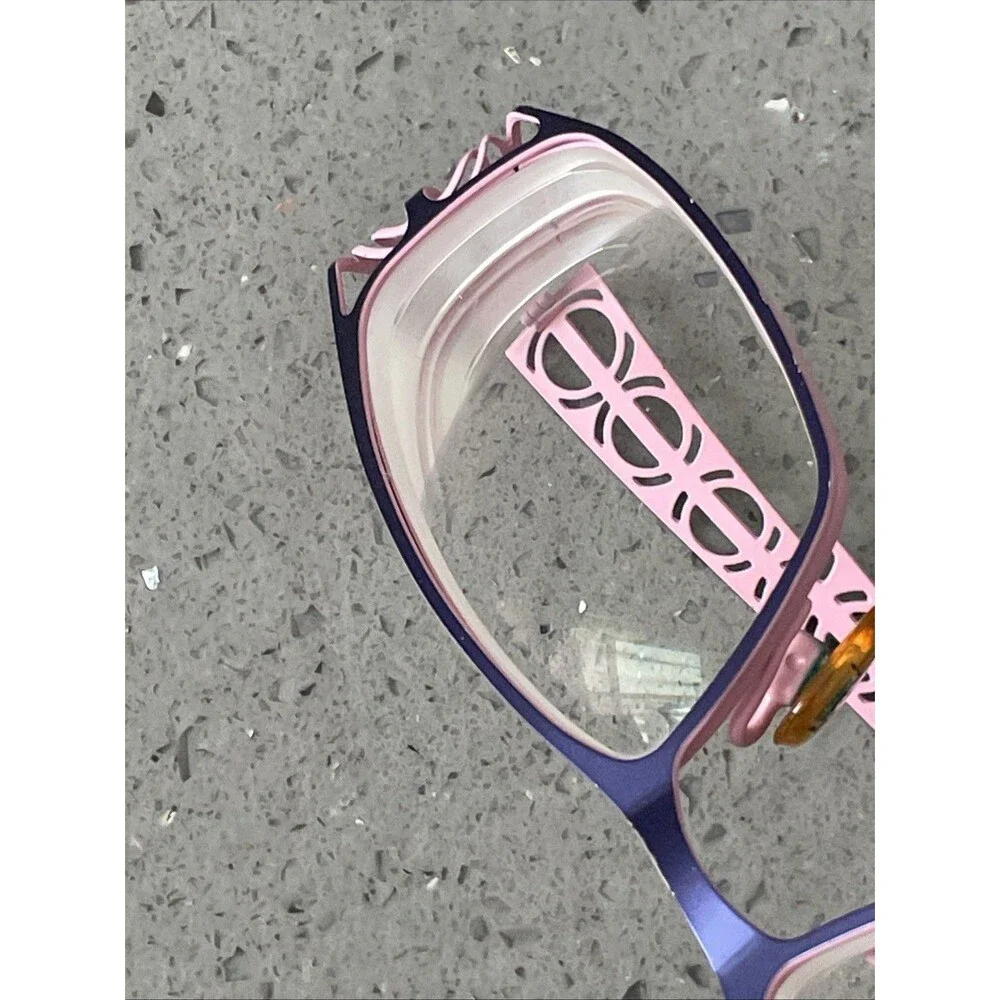 Fysh UK Eyeglasses Frames ONLY 3438 582 Pink Purple Rectangle Full Rim 51-18-135